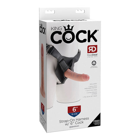 King Cock Strap-On Harness With 6 in. Cock Beige - Vero