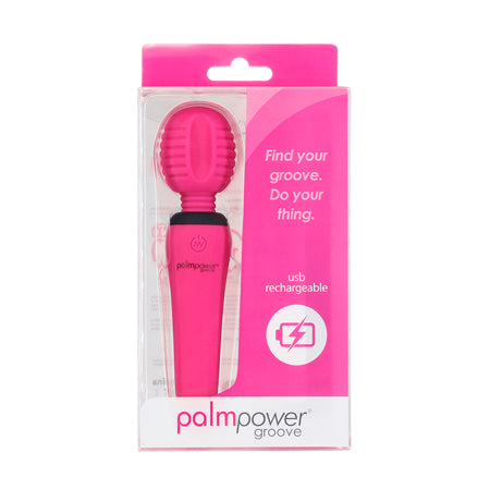 PalmPower Groove Rechargeable Silicone Mini Wand Massager Fuchsia - Vero