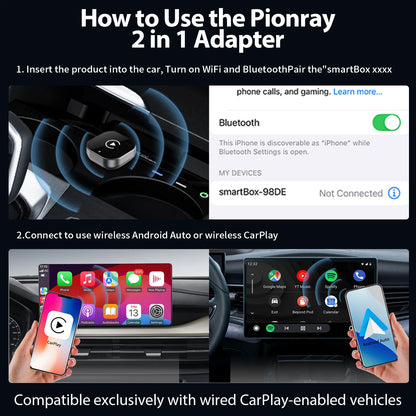 2 in 1 Wireless CarPlay Adapter&Android Auto