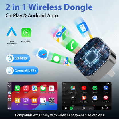 2 in 1 Wireless CarPlay Adapter&Android Auto